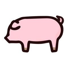 シンプルでかわいい豚のイラスト 手書き風