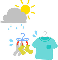 雨に濡れる洗濯物