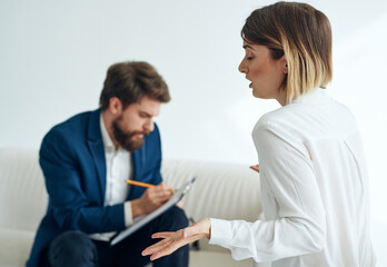 business man and woman communication teamwork officials