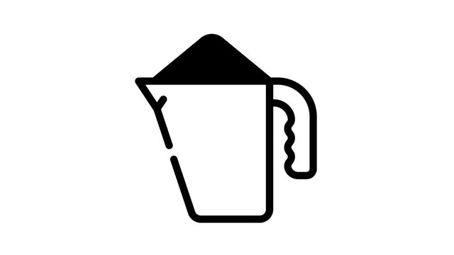 measuring cup with powder glyph icon animation