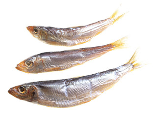 Smoked sprat isolated on white
