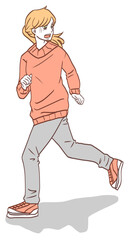 逃げる女性（シンプルカラーバージョン）