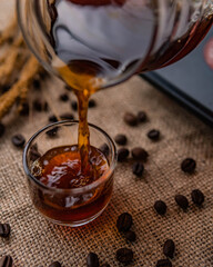 Pouring V60 Coffee Into a Glass