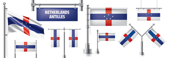 Vector set of the national flag of Netherlands Antilles