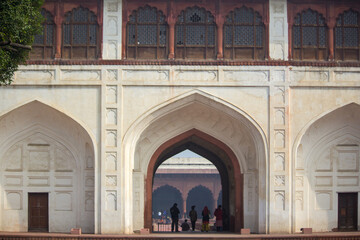India travel tourism background - Red Fort (Lal Qila) Delhi - World Heritage Site. Delhi, India