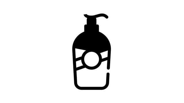 liquid soap bottle black icon animation
