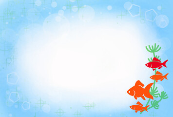 金魚が泳いでいる夏イメージの縦向きの和風の背景イラスト Abstract Wall Mural Abstra Hi Na