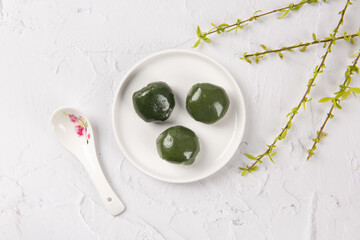 china Sweet Green Rice Ball with willow branch,Qingming festival fruit