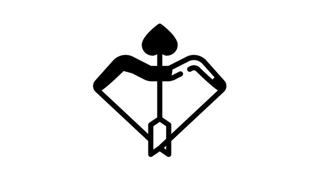 cupid bow arrow black icon animation
