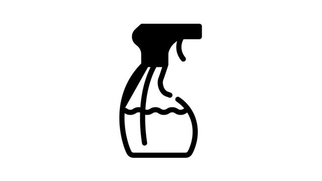 sanitation sprayer bottle black icon animation