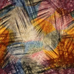 Seamless abstract print of botanical leaf shadows over abstract surface design. High quality illustration. Tropical palm leaves showing in the negative space between sunlight rays overlaid on design.