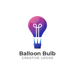 gradient logos of Creative idea combine balloon with bulb symbol icon design