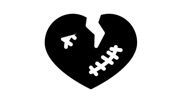 broken heart glyph icon animation