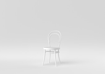white modern chair on white background. minimal concept idea. monochrome. 3d render.