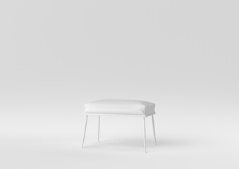 white modern bench on white background. minimal concept idea. monochrome. 3d render.