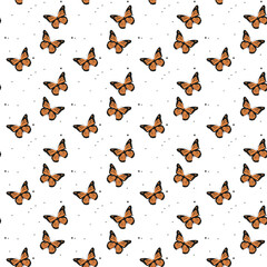 Set of hand drawn butterflies. Entomological collection of highly detailed hand drawn butterflies. Retro vintage style. Seamless pattern. Vector illustration.