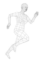 Fototapeta na wymiar Wireframe running woman. Vector