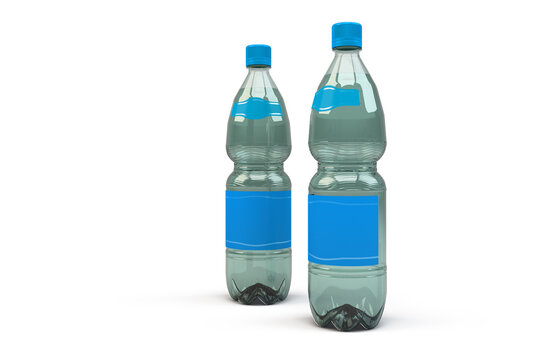 Plastic water bottle with blank label template isolated on white background. 3d illustration - suitable for design element.