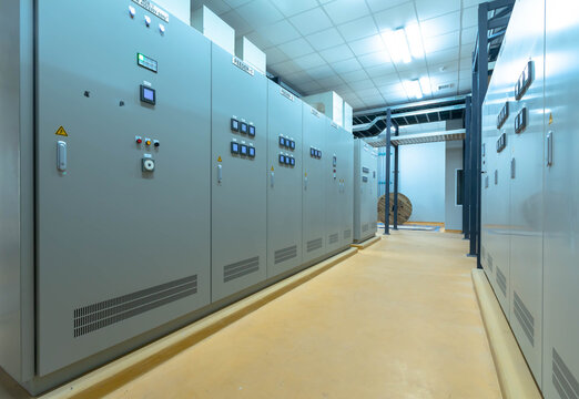 Industrial electrical switch panel of power plant. Control UPS Indoor High Voltage Vacuum DC Circuit Breaker. Power electric 
