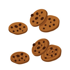 Cookies with chocolate chips. Vector on a white background.