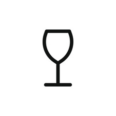Wine glass vector icon. Cocktail drink symbol. Bar and restaurant wineglass sign. Package labe logo. Black silhouette islated on white background.