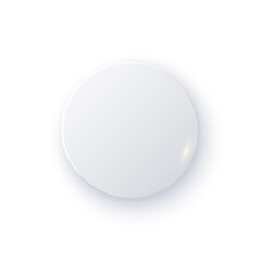 White round button with shade. Web 3d blank modern design vector illustration. Abstract clean element with circle shape isolated on white background. User application template