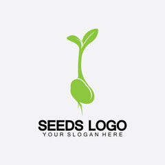 Plant Seeds Logo Concept Template Vector.growing seed logo.Seed grow Vector logo illustration design template