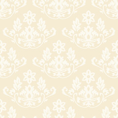 Damask pattern seamless background beige color wallpaper