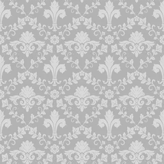 Foto op Canvas Damask seamless pattern gray background © c_atta