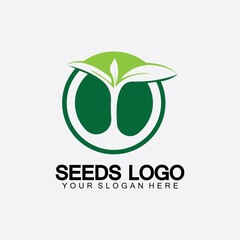 Plant Seeds Logo Concept Template Vector.growing seed logo.Seed grow Vector logo illustration design template