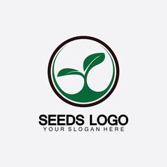 Plant Seeds Logo Concept Template Vector.growing seed logo.Seed grow Vector logo illustration design template