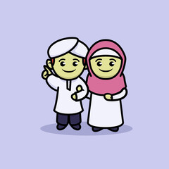 Couple muslim cute illustration
