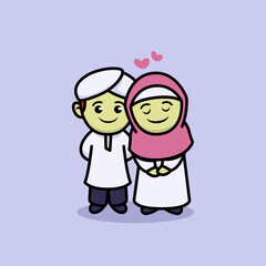 Couple muslim cute illustration