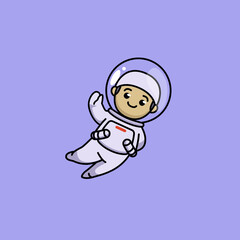 Cute Muslim kid in astronaut costume