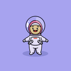 Cute Muslim kid in astronaut costume