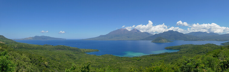 Fototapeta na wymiar Beautiful panorama on tropical Konga bay in East Flores island, East Nusa Tenggara, Indonesia