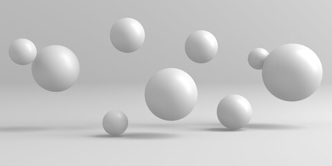 Abstract white many spheres design background