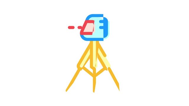 laser level measuring equipment color icon animation