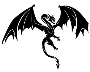 Dragon Flying, Mythical Beast Illustration