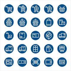business ecommerce outline icon and circle shape, online shopping store symbol editable stroke