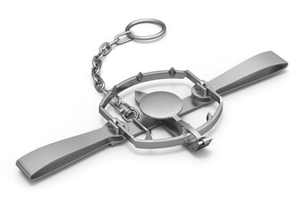 Open bear trap on white background - 3D illustration