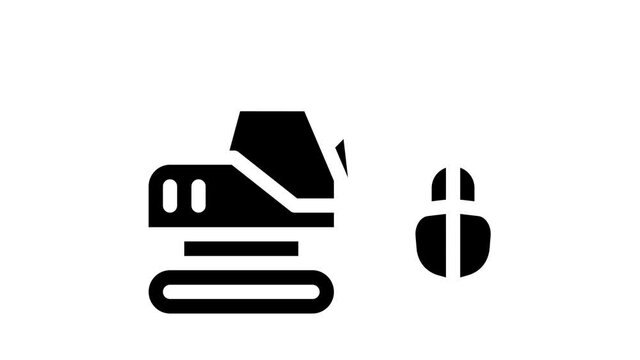 tractor excavator glyph icon animation
