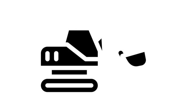 excavator construction vehicle glyph icon animation