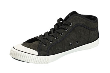 Dark gumshoe, isolated on white background. File contains clipping path. Casual shoes.