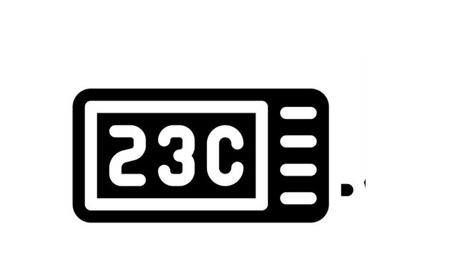 thermometer with probe measuring equipment glyph icon animation