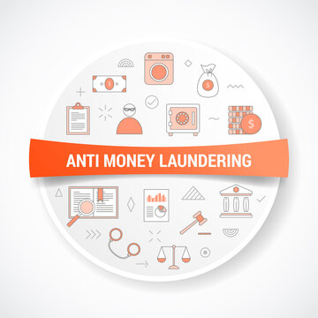 aml anti money laundering concept with icon concept with round or circle shape