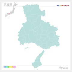 兵庫県の地図・Hyogo（市町村・区分け）