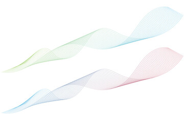 A wave of many colored lines. Abstract wavy stripes on white isolated background. Creative line art.