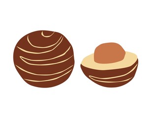 A whole round candy and a half.