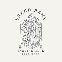 vintage illustration badge design line art outdoor nature